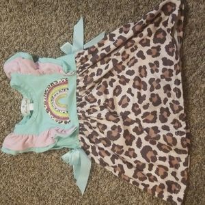 Leopard and rainbow toddler dress